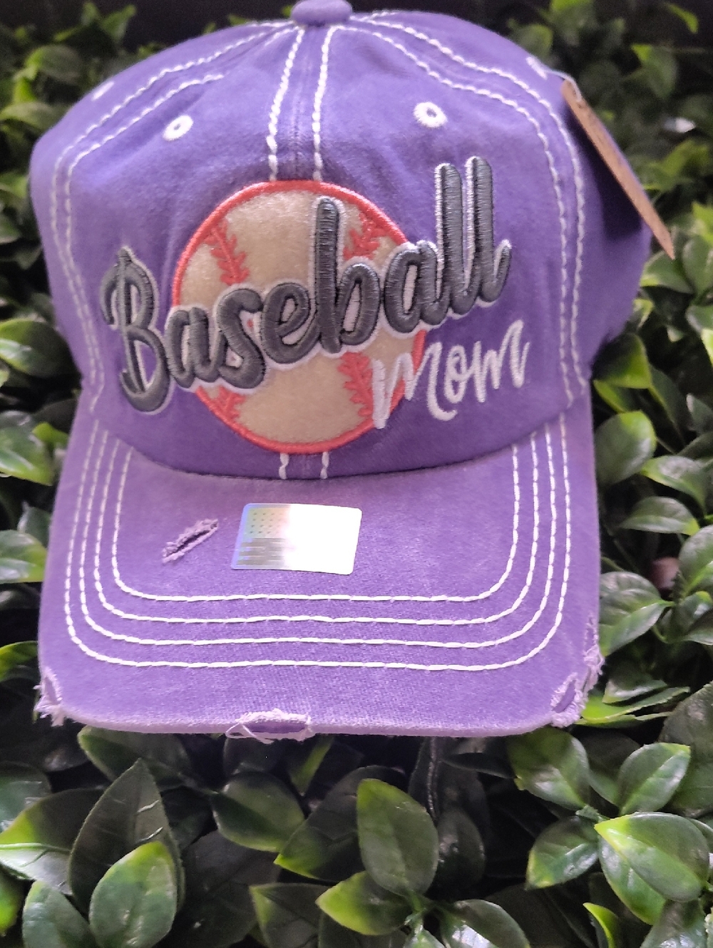 Purple "Baseball Mom" Kids Cap with Embroidered Baseball